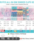 Colorful Binder Clips And Paper Clips Set With Assorted Sizes For Home Office And School Classrooms 310 Piece Kit in case