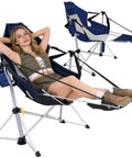Two Pack Aluminum Hammock Chair With Footrest For Lazy Sundays Oversized Portable Folding Swing Chair in use on patio