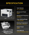 15L Ultrasonic Cleaner With Heating And Dual Frequency Sweep For Jewelry Teeth Carburetors Labs And Auto Parts One Touch Easy Use with specifications