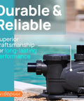 Self Priming Pool Pump With High Flow For Inground And Above Ground Pools One Point Five HP Motor Delivers About Seven Thousand Three Hundred Fifty GPH