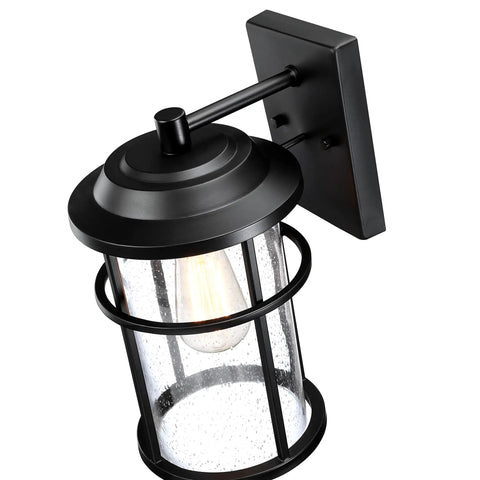 Outdoor Wall Light Fixture For House Waterproof Anti Rust Black Lantern With Seeded Glass Shade E26 Socket Exterior Front Porch Lighting ETL Listed Modern Outdoor Wall Sconce Weatherproof Built Tough For Any Climate