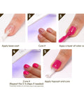 Step-by-step process of applying Wheres My Coffee Gel Nail Polish Soak Off UV LED Gel For Nails 10mL