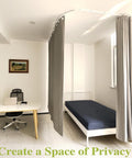 Flexible Ceiling Curtain Track System For Ceiling Mounted Sliding Rail Made For Quick No Sweat Install 8ft Track With All Hardware Cut To Size With Hacksaw Heavy Duty Metal Plate For Strong Lateral Support And Smooth Quiet Curtain Movement in a bedroom