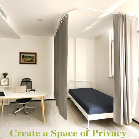 Flexible Ceiling Curtain Track System For Ceiling Mounted Sliding Rail Made For Quick No Sweat Install 8ft Track With All Hardware Cut To Size With Hacksaw Heavy Duty Metal Plate For Strong Lateral Support And Smooth Quiet Curtain Movement in a bedroom