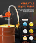 55 Gallon Drum Pump Manual Hand Pump With 304 Stainless Steel Tubing And High Wear Resin Core in use for gasoline transfer