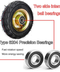 Built Tough 8 And 10 Inch Heavy Duty Industrial Fixed Caster Wheels Set Of 2 with 6204 precision bearings and rubber tire detail.
