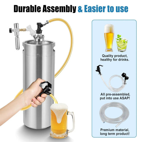3 Foot Ball Lock Beer Line Kit For Corny Keg With Quick Disconnect Picnic Tap Faucet And Cornelius Beer Tube Leak Resistant PVC Liquid