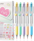 DIY Gel Pens With Cute Stickers Six Pack 0.7mm Black Ink Smooth Writing Quick Dry Journaling Pens for school and office supplies