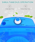 Compact Portable Washing Machine, 5 Point 5 Lb Mini Washer And Spinner Combo controls with spin and wash timers.