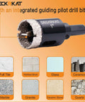 DeckRKAT 1in diamond hole saw with integrated guiding pilot drill bit for tile and stone