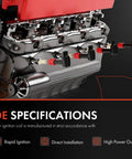 Engine graphic showcasing Ignition Coils Pack Replacement For Mitsubishi Lancer Outlander RVR Four Piece Set Fits 2.0L And 2.4L Engines