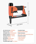 Pro Grade 20 Gauge Pneumatic Staple Gun Featuring A Slick Long Nose Built For 50 Series Fine Wire Staples, 1/2 Crown, and 1/4 to 5/8 Length
