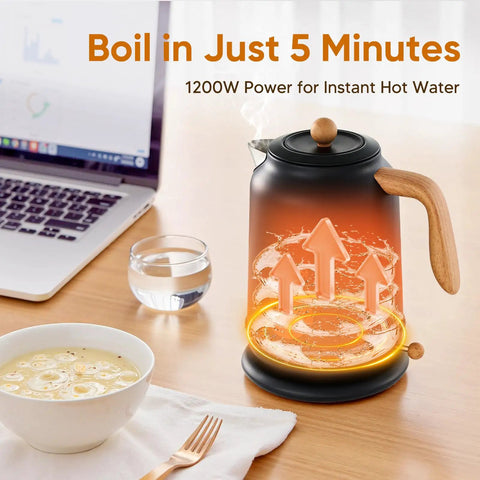 Heavy Duty 1.7L Electric Kettle With Thermometer, 1200W Fast Boil, 304 Stainless Steel, Auto Shut Off, in home kitchen