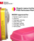 P100 Pro Grade Respirator Cartridge Filter 60923 Pair With NIOSH Approval For Organic Vapors Acid Gases And Particulates