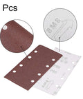 Boss Level 80 Grit Sanding Sheets Hook And Loop Pads For One Third Sheet Sanders Eight Hole Aluminum Oxide Paper Quick Swap Grip, five pack.