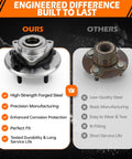 Image showing a high-strength forged steel front wheel bearing and hub assembly for Ram 1500 2012 2018 and Ram 1500 Classic 2019 2022 vs old rusted hub.
