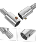 No Drill Curtain Rod Connectors Kit For Poles And Push Broom Handle Tips Aluminum Alloy Threaded Tips Pole Extension End Caps silver connector set