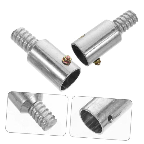 No Drill Curtain Rod Connectors Kit For Poles And Push Broom Handle Tips Aluminum Alloy Threaded Tips Pole Extension End Caps silver connector set