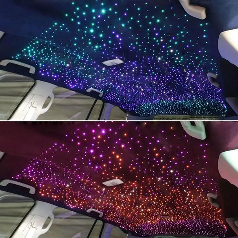 Dual Color 32W Twinkle Starlight Headliner Light For Car Interior With 1100 Pcs 13.1 Ft RGBW Fiber Optic Star Lights App Remote Control Music Sync Dope Vibe For Home Or Party Decor
