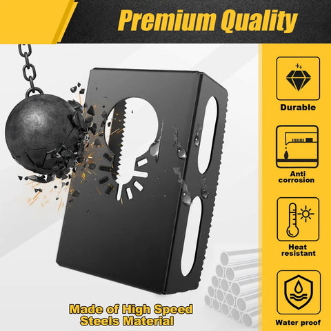 Square Slot Cutter For DeWalt 20V And Milwaukee M18 Oscillating Multi-Tool, heavy duty gray steel cutter with outlet hole design.