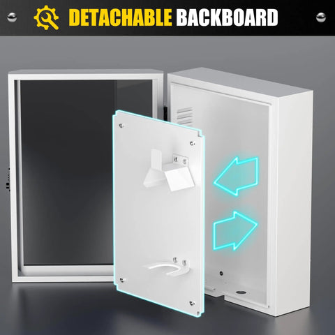 Heavy Duty Wall Mount EV Charger Cover For Outside Straight Up Weatherproof Electric Vehicle Charging Station Shell open showing detachable backboard.