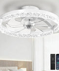 20 Inch Low Profile Fandelier With Integrated Light And Smart App Control, Modern Ceiling Fan With Remote, six speed adjustments that hit different for silent operation and total vibe upgrades, mounted on ceiling.