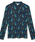 Mens Little Dragon Star Long Sleeve Fishing Shirt With One Quarter Zip Chin Guard Sun Protection Stand Up Collar Mesh Fabric