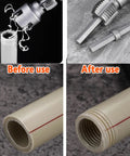 Versatile Pipe Threading Tool For PVC And Plastic Pipes One Half Inch And Three Quarter Inch Rethreader shows before and after threading.
