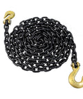 Coiled Grade 80 Log Chain 5/16 Inch By 15 Feet Heavy Duty Beefed Up Transport Chain With Clevis Grab Hooks For Hauling And Towing WLL 4900 Lbs
