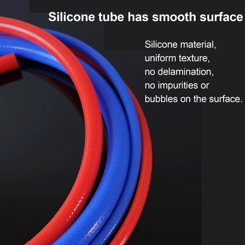 Reinforced Silicone Vacuum Heater Hose Half Inch ID, blue and red, showing smooth surface and uniform texture.