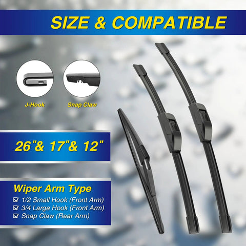 Top Shelf Silicone Wiper Blades For Nissan Rogue And Pathfinder 2014 To 2025 with J-Hook and Snap Claw compatibility.