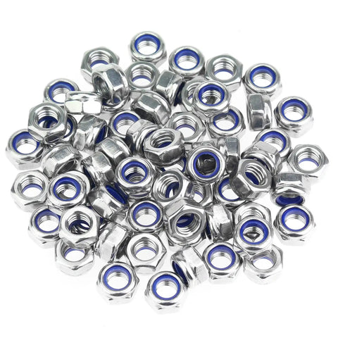 300 Pack M5 Nylon Insert Hex Lock Nuts 0.8Mm Coarse Thread Stainless Steel 304 18 8 Lock Nuts Kit For DIY Projects and Heavy Duty Fastening