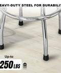 Swivel Bar Stool With Padded 14.5 Inch Seat For Garage And Shop, Heavy Duty Steel Frame With Chrome Plated Legs, 250 lbs