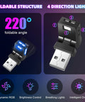 Two Pack Mini USB LED Interior Lights for Cars and Laptops with 220° foldable structure, 5V RGB, adjustable brightness, auto on/off
