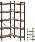 Dope L Shaped Corner Bookshelf With Metal Frame And Wooden Shelves Ten Open Shelves 49.4 Inch Wide Bookcase Rustic Brown Finish