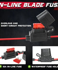 LED Light Bar Wiring Harness Kit With Motorcycle Handlebar Switch in-line blade fuse with red wire and waterproof holder.