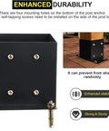 Built Tough 6x6 Post Base Brackets 5 Pack Inner 5.6x5.6 Inches Black Powder Coat 14 Gauge Steel Bolt Down Deck Post Bases For Pavilion And Railing Support On Concrete, featuring enhanced durability and four mounting holes.