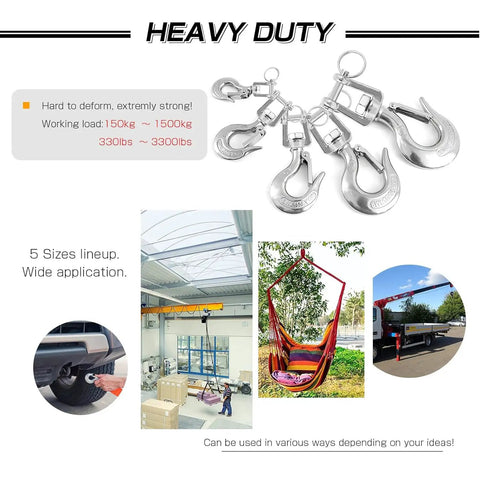 Heavy Duty Slip Hook And Clevis Hook Chain For Tow Winch And Trailer Stainless Steel Latch Safety Workhorse Hardware Three Sixteenth Inch 330 Lbs Load Capacity Built Tough For Lifting And Towing Corrosion Resistant, stainless hook set shown with towing and lifting uses