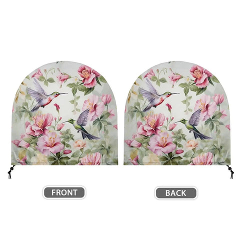 Hardcore Heavy Duty Fan Cover Fits 24 Inch Outdoor Industrial And Pedestal Models With Bold Hummingbird Floral Print - Front and Back Views