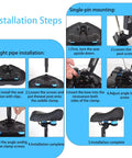 Installation steps for Noseless Bike Seat Cushion With Memory Foam And Ventilation For All Day Comfort, showing mounting process.