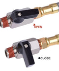 Extended Tank Drain Assembly Ten Inch Flexible Braided Steel Tube And One Quarter Inch Valve Drain Elbow Fitting For Air Compressors