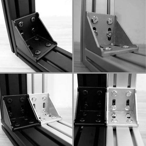 Built Tough Corner Bracket Connector Set For 4080 And 8080 Aluminum Extrusion, 90 Degree Solid Brackets, Galvanized Carbon Steel