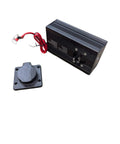 12V 10 Amp Panel Mount Battery Charger For Onboard Trickle Charging In Hydraulic Dump Trailers Cars And Marine Use All Weather DC 12V System With 24 Inch 16 AWG Battery Cables, showing black casing and wiring