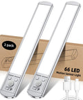 Ultra Thin 66 LED Under Cabinet Lights With Motion Sensor USB Rechargeable 9 Inch 2 Pack Wireless Magnetic Closet Wardrobe Bar Light Side Emitting