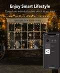 Outdoor Smart WiFi Plug Set With Two Grounded Outlets, Heavy Duty Timer, phone app control, festive lights setup