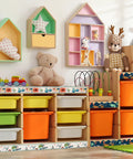 Colorful children's room storage with Travel World Map Bulletin Board Borders 70.8Ft Set Of 72 Pieces In Four Designs for decor.