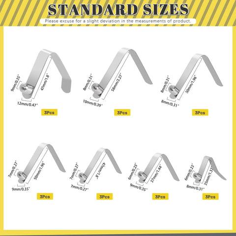 21 Pieces Push Button Spring Clips Kit In 7 Sizes Stainless Steel V Shaped Tent Pole Clips