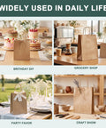 Eco Friendly Kraft Gift Bags With Handles Bulk Medium Brown Paper Bags 8x4.25x10.5 Inches Recycled used in various settings