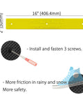 Stair Treads 16x2 Inch With Screws Down Strip For Safety On Wet Slippery Stairs Non Slip Foot Grip Antislip Slip Resistant Decks And Stairs Yellow 50 Count showing installation instructions with screws