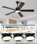 52 Inch Modern Ceiling Fan With Lights App Remote Control Low Profile Reversible DC Motor 6 Speeds for indoor use